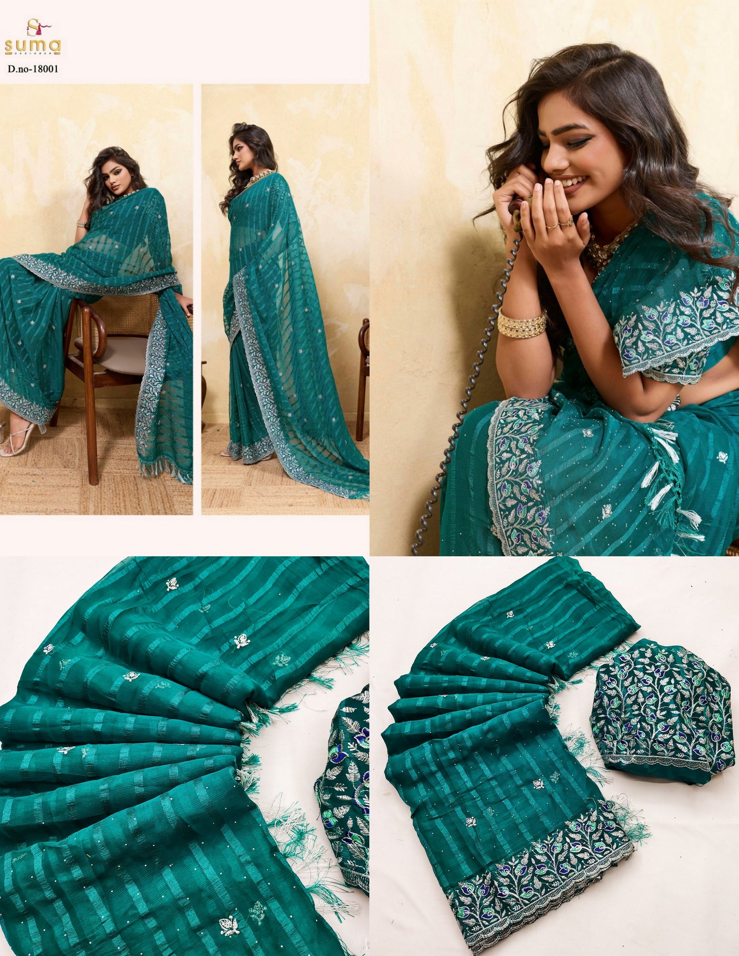 18001 Onemer Suma Designer Chiffon Sarees