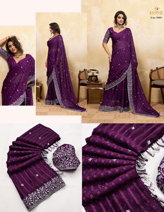 18005 Onemer Suma Designer Chiffon Sarees