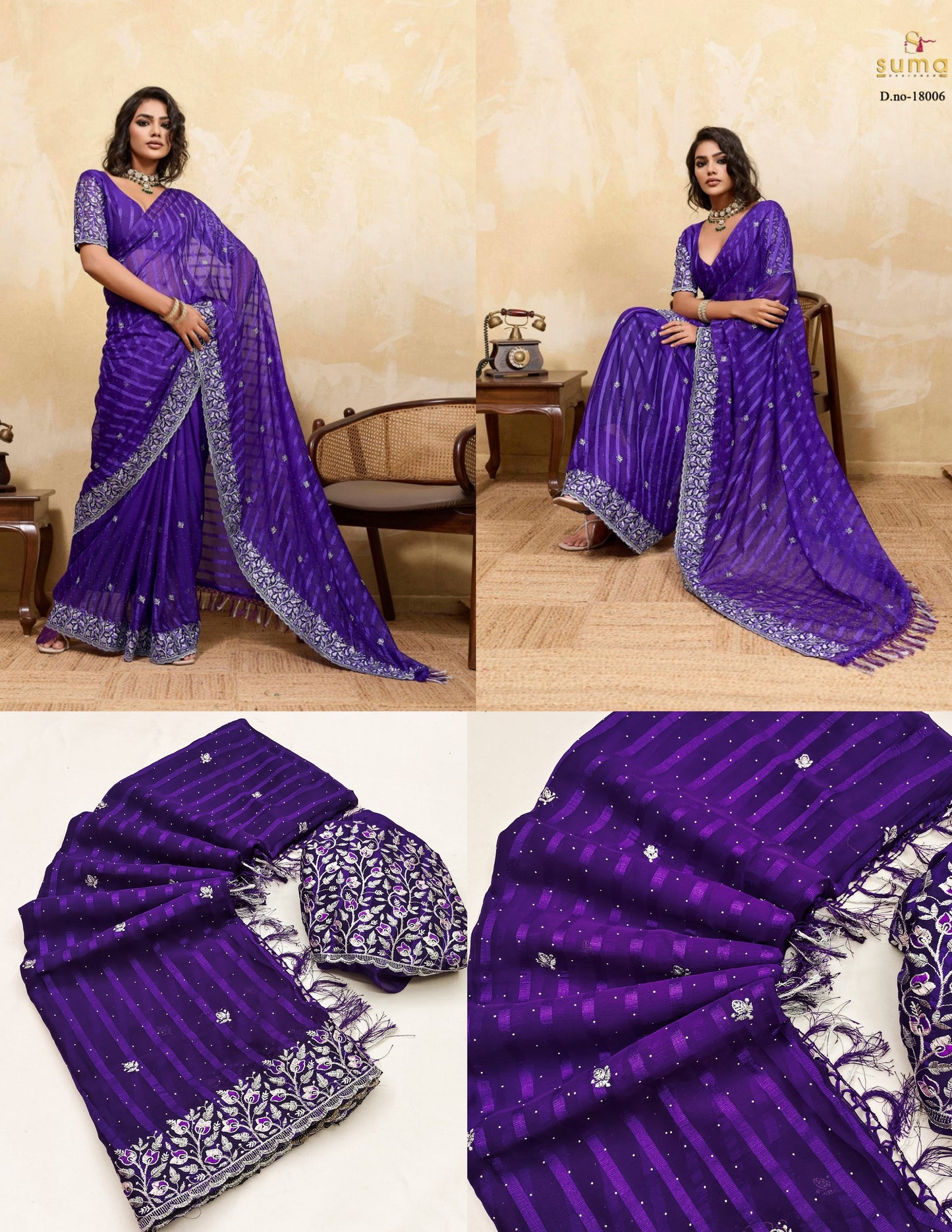 18006 Onemer Suma Designer Chiffon Sarees