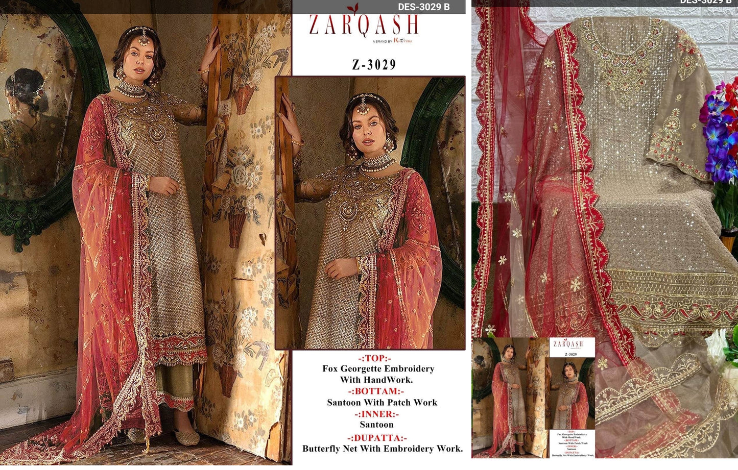 3029B Zarqash Pakistani Salwar Suits