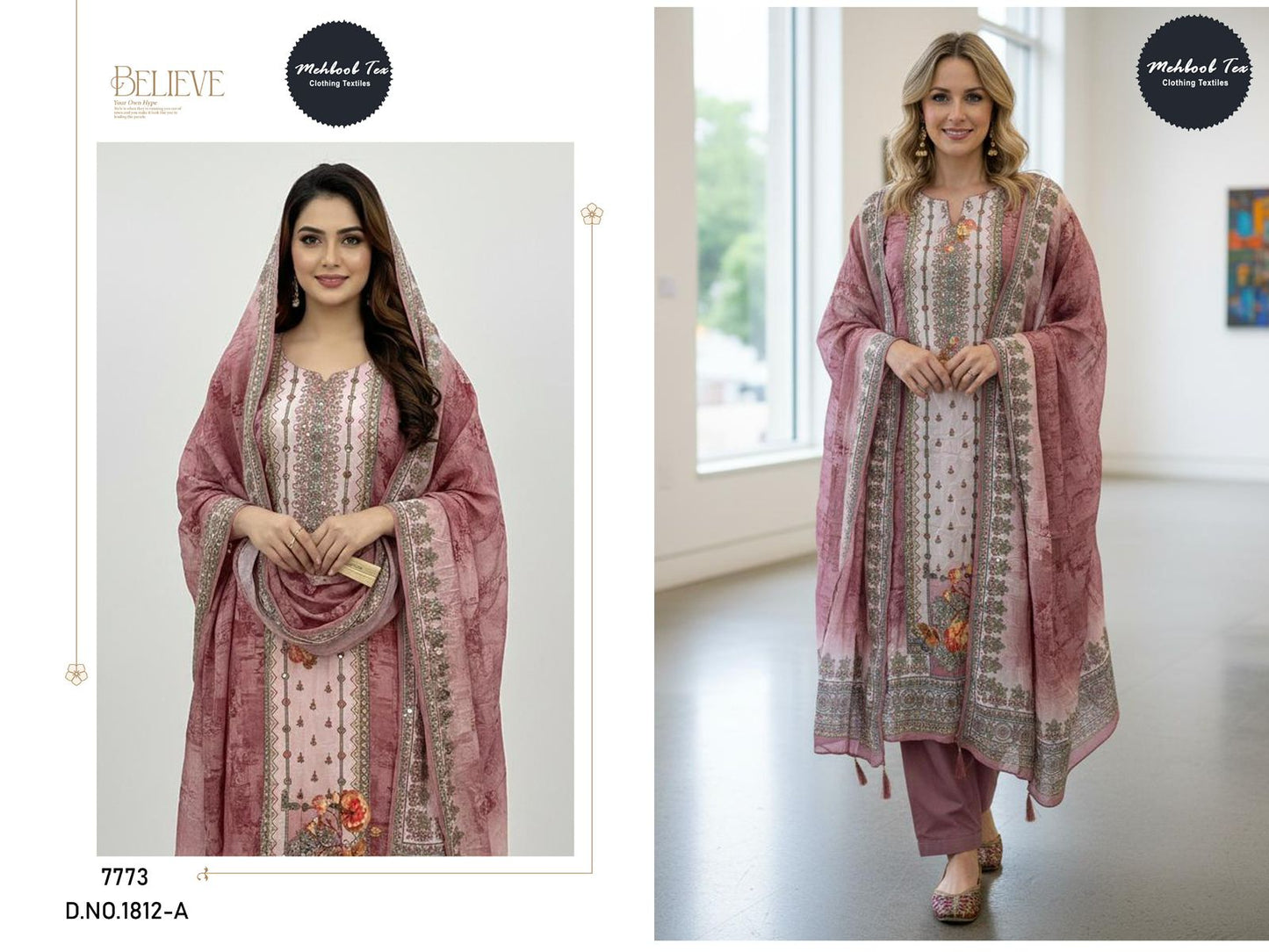 1812-A Mehboob Tex Pure Viscose Pakistani Salwar Suits