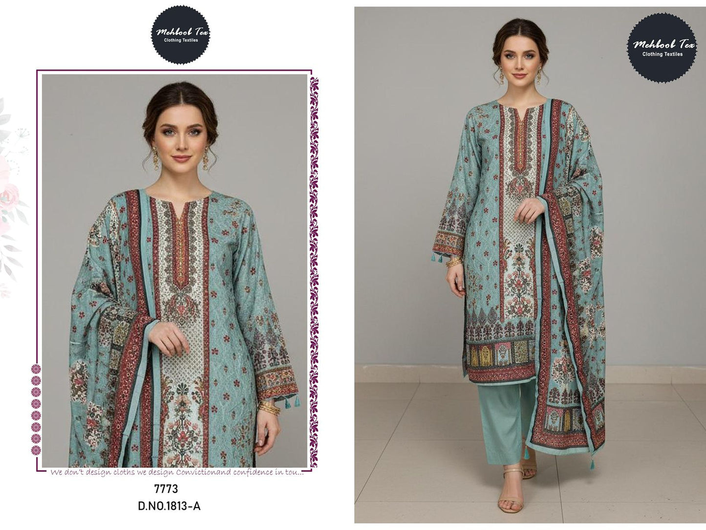 1813-A Mehboob Tex Pure Viscose Pakistani Salwar Suits