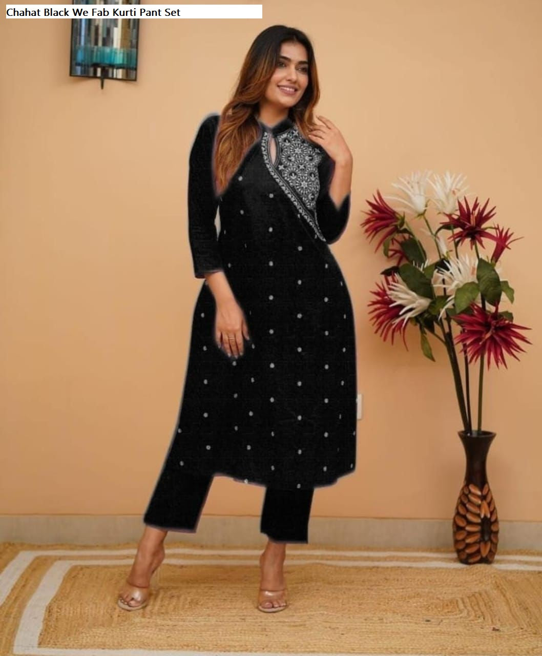Chahat Black We Fab Kurti Pant Set