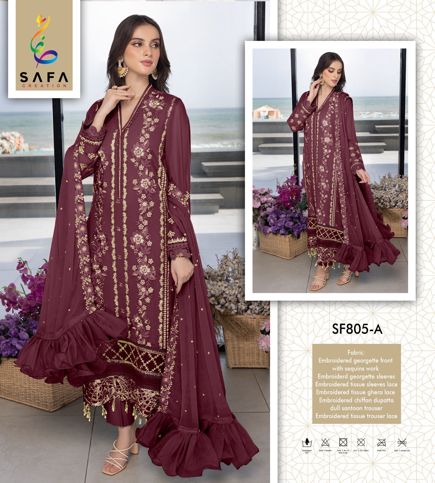 805Maroon Safa Creation Pakistani Salwar Suits
