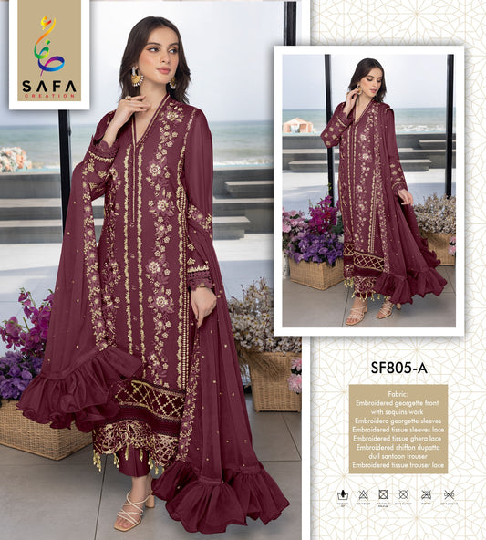 805Maroon Safa Creation Pakistani Salwar Suits
