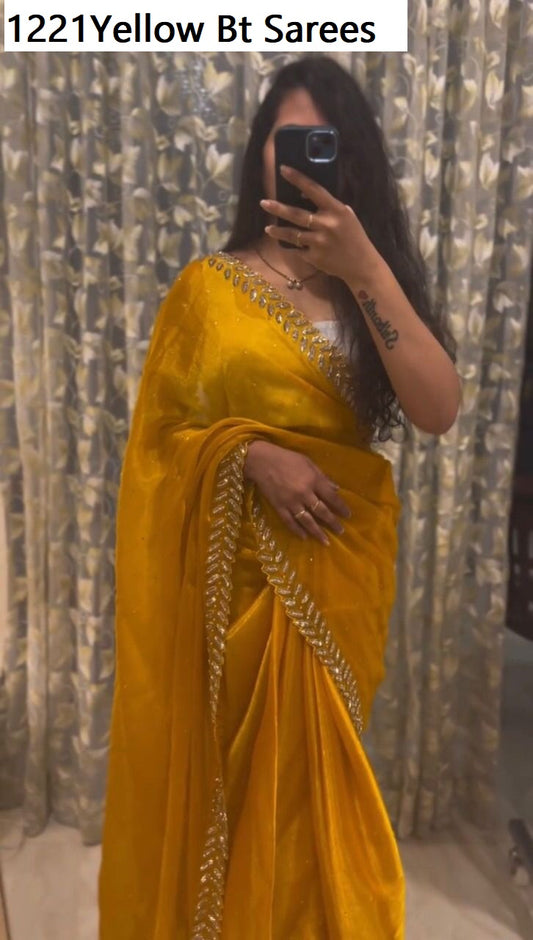 1221 Yellow Bt Sarees