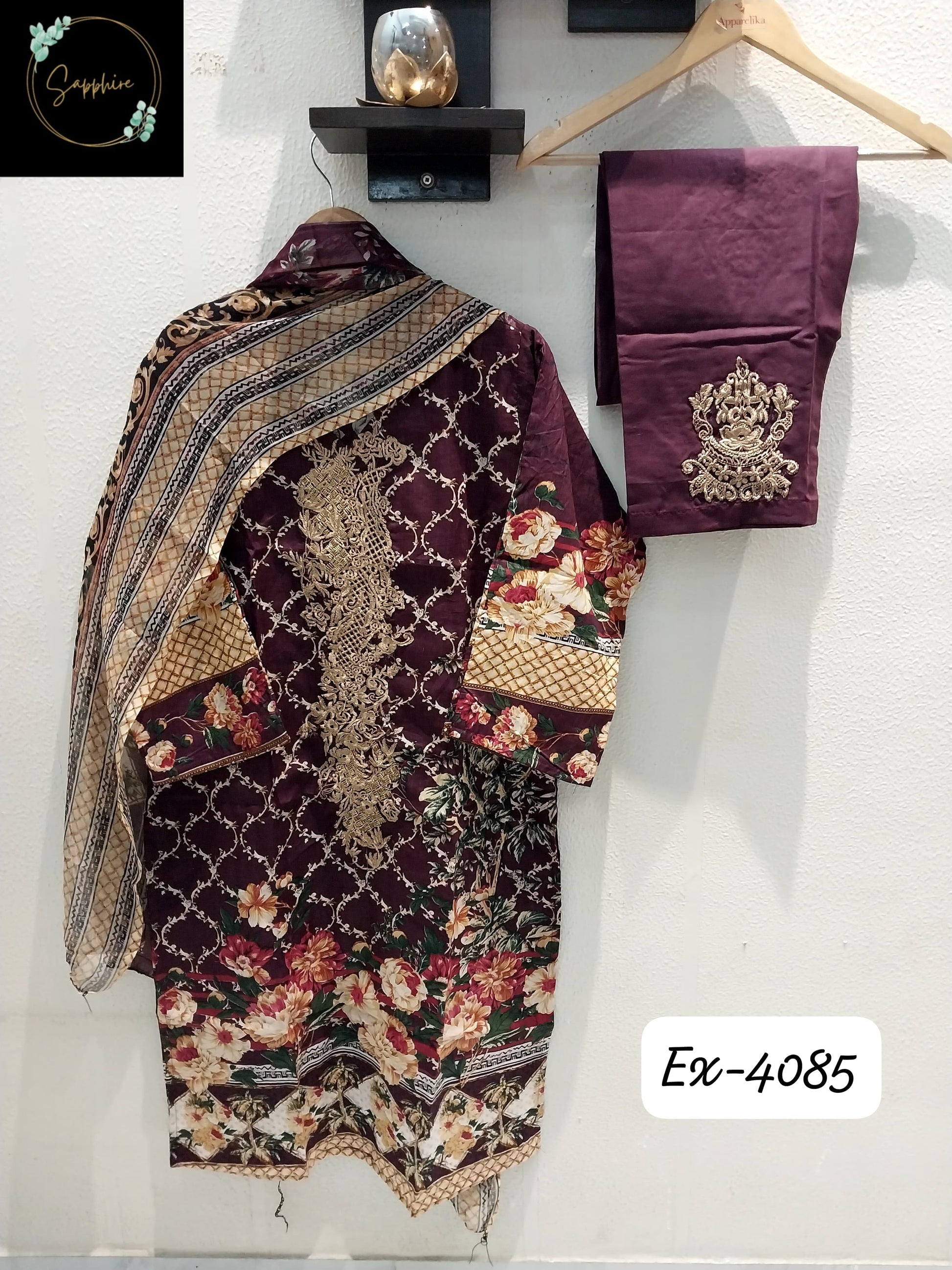 4085Wine Sapphire Pakistani Readymade Suits