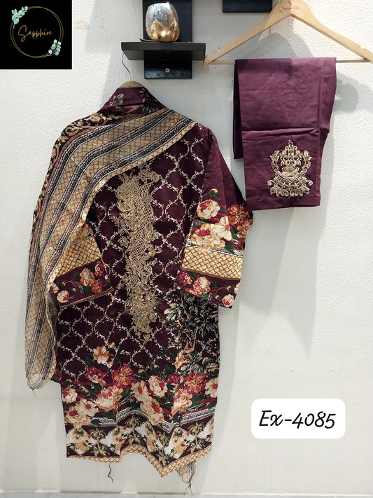 4085Wine Sapphire Pakistani Readymade Suits