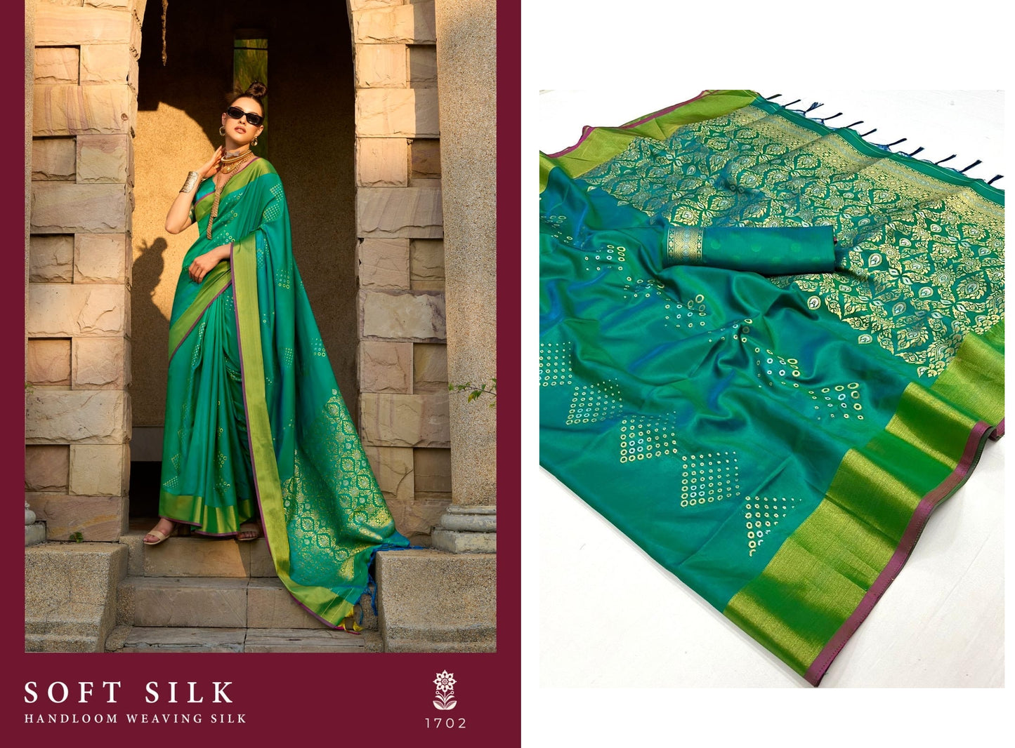 1702 Soft Silk Rajtex Sarees