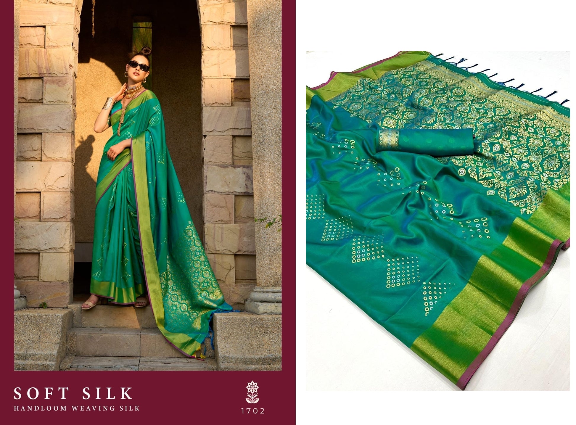 1702 Soft Silk Rajtex Sarees
