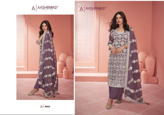9893 Raabta Aashirwad Creation Unstitched Suits