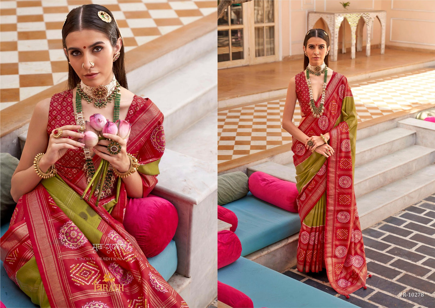 10278 Gulab Patola Trirath Sarees