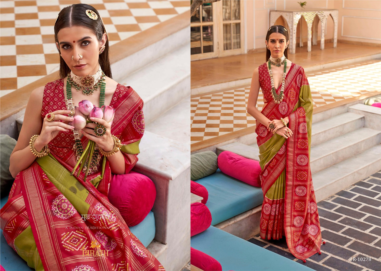 10278 Gulab Patola Trirath Sarees