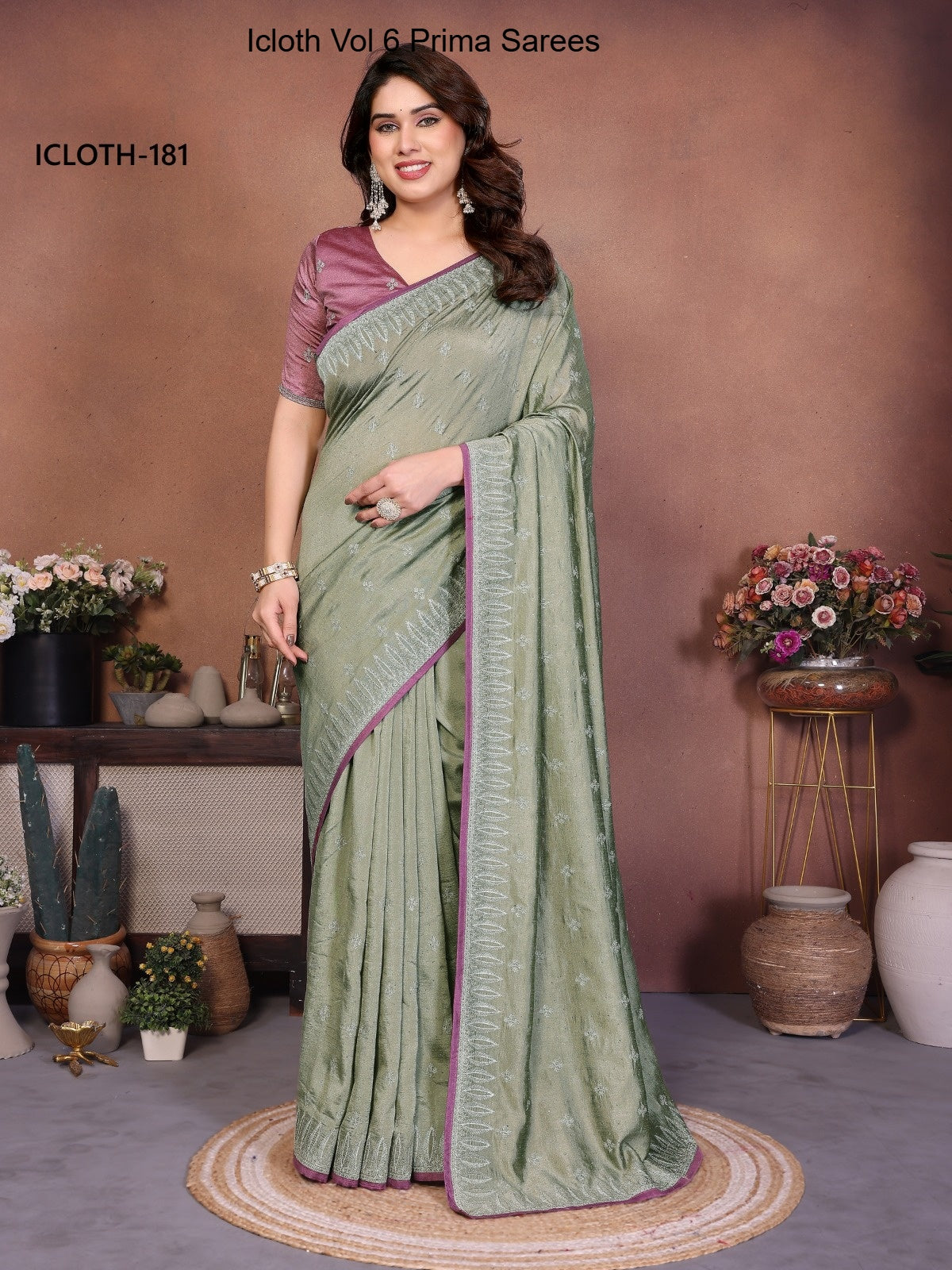 181 Icloth Vol 6 Prima Vichitra Silk Sarees