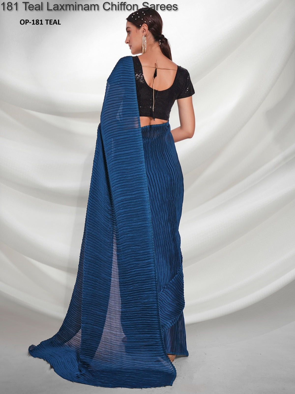 181 Teal Laxminam Chiffon Sarees