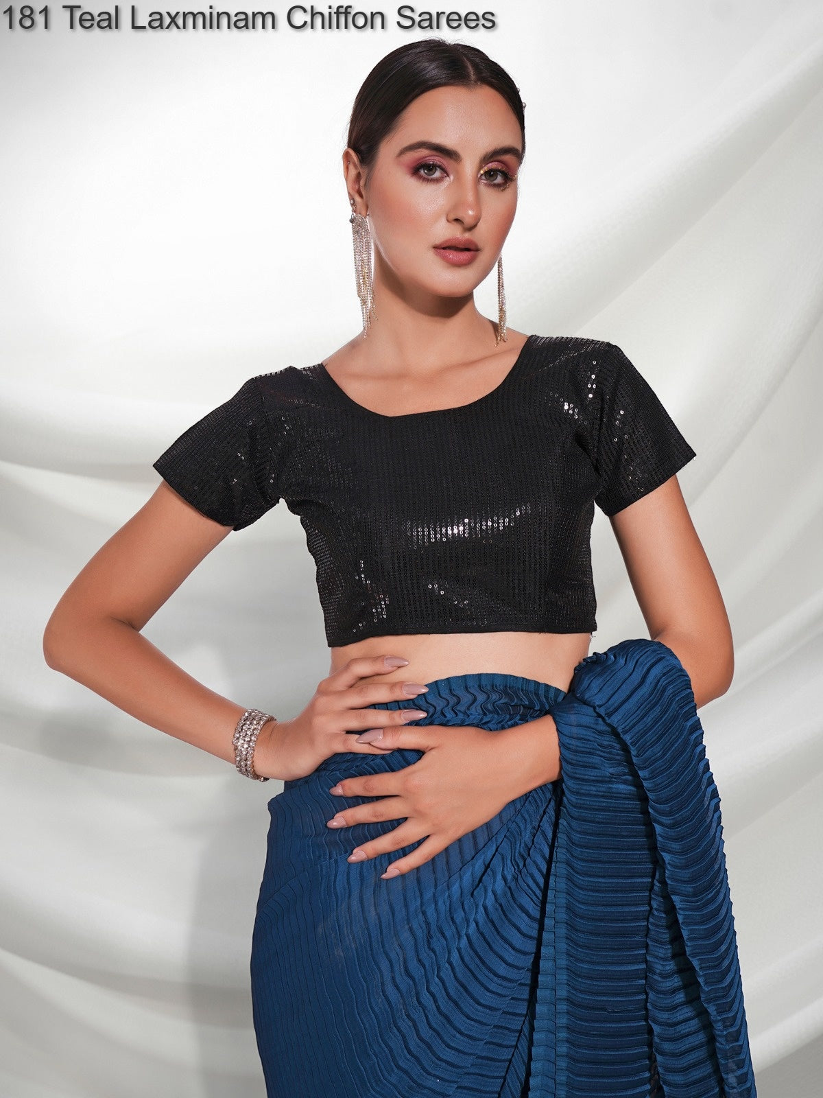 181 Teal Laxminam Chiffon Sarees