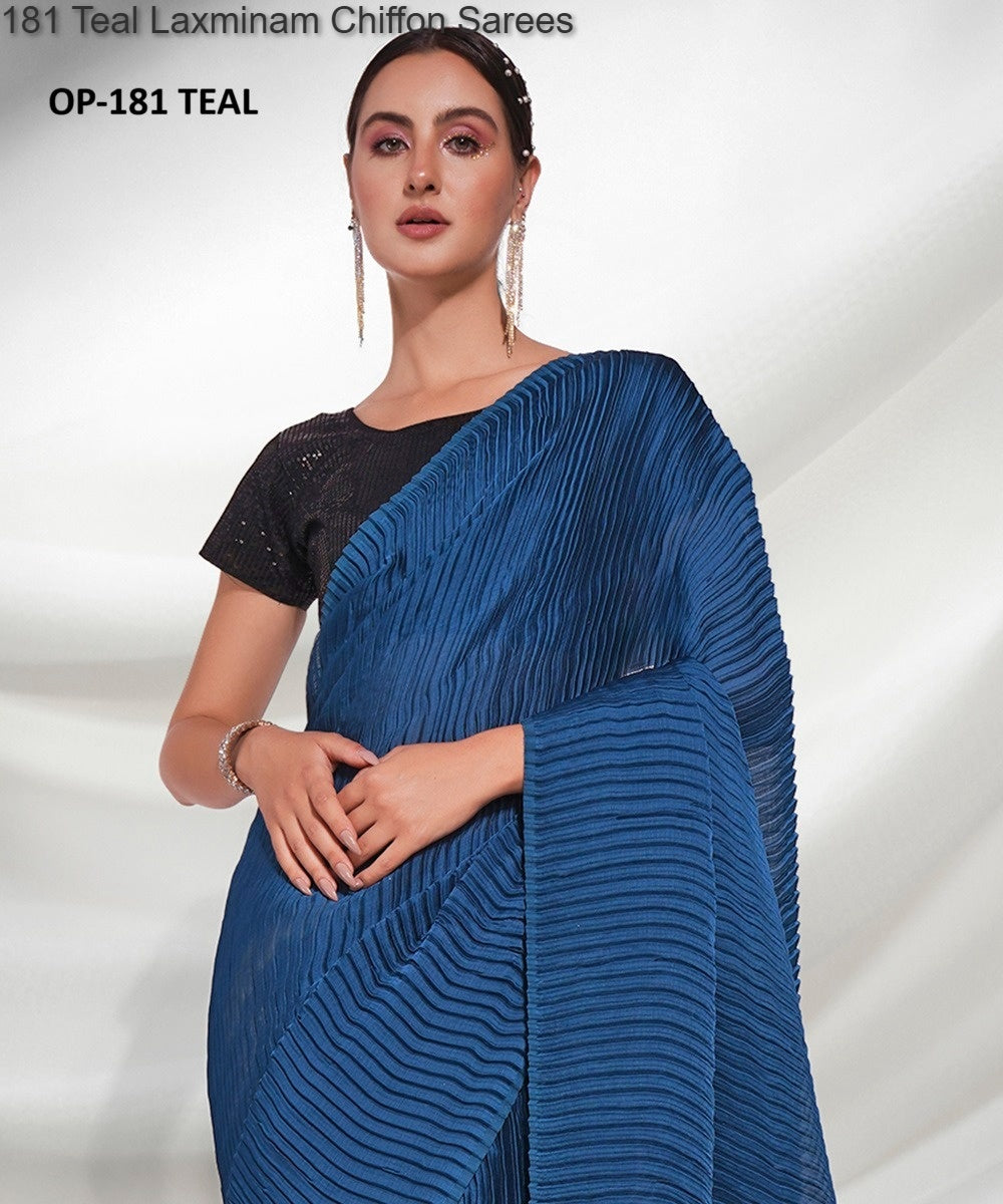 181 Teal Laxminam Chiffon Sarees