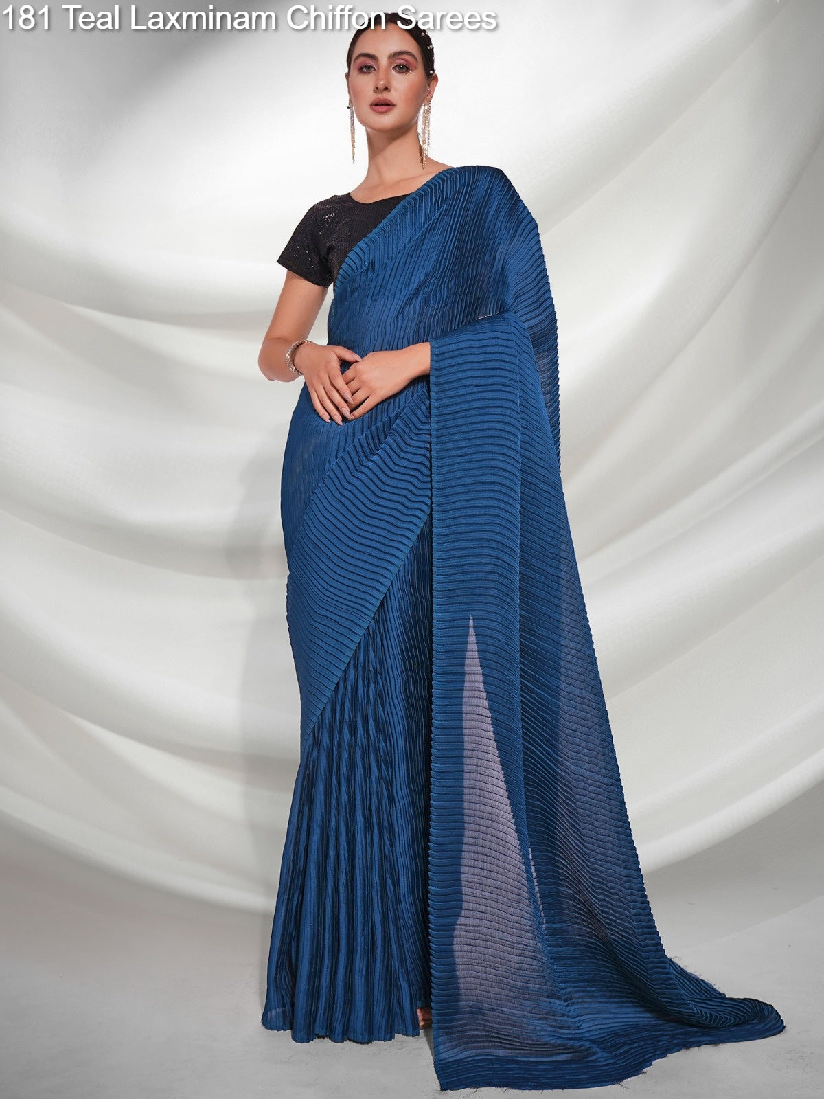 181 Teal Laxminam Chiffon Sarees
