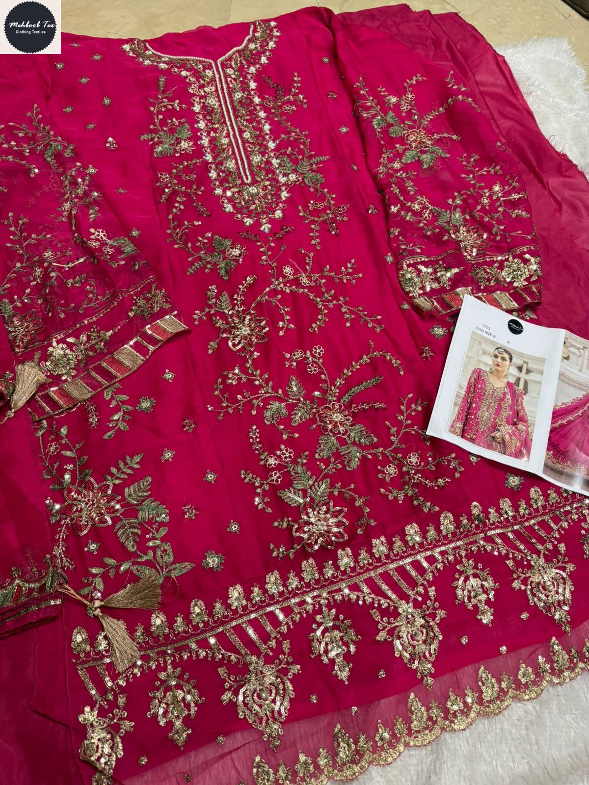 1828-B Maria B Chiffons Mehboob Tex Denting Pakistani Salwar Suits