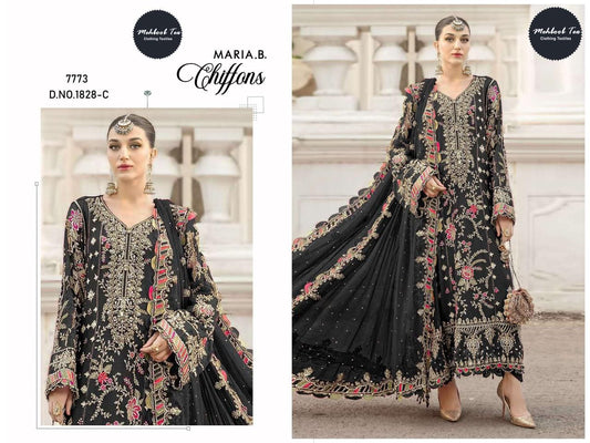 1828-C Maria B Chiffons Mehboob Tex Denting Pakistani Salwar Suits