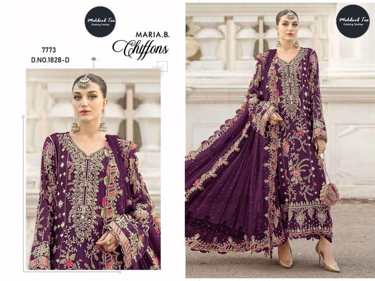 1828-D Maria B Chiffons Mehboob Tex Denting Pakistani Salwar Suits