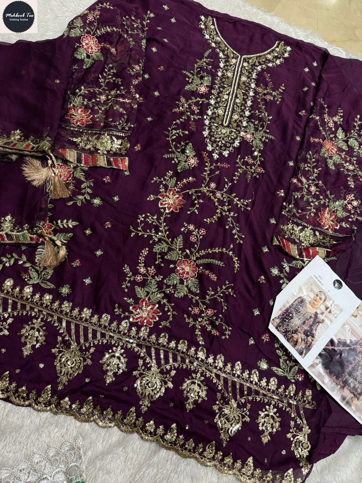 1828-D Maria B Chiffons Mehboob Tex Denting Pakistani Salwar Suits