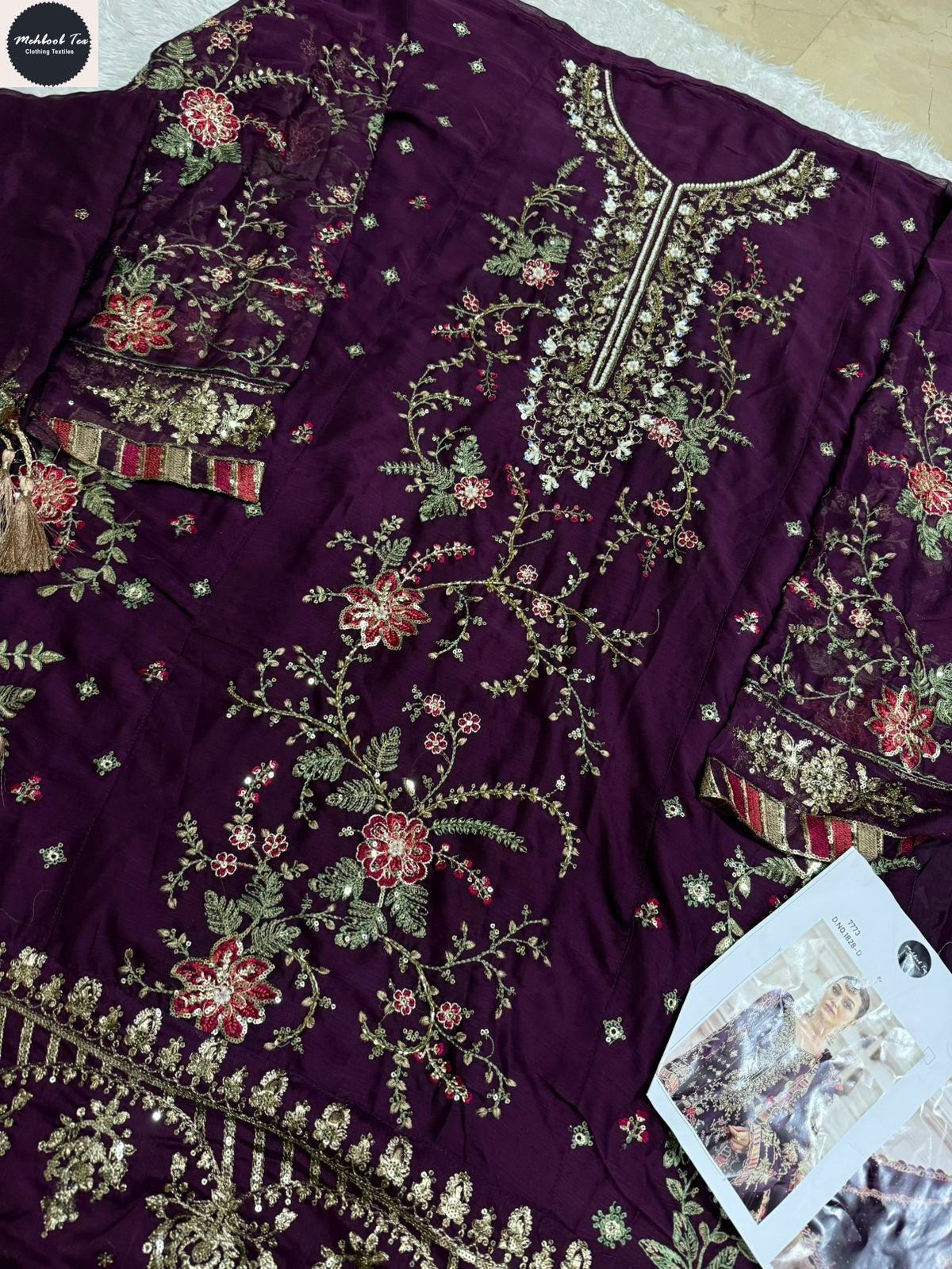 1828-D Maria B Chiffons Mehboob Tex Denting Pakistani Salwar Suits