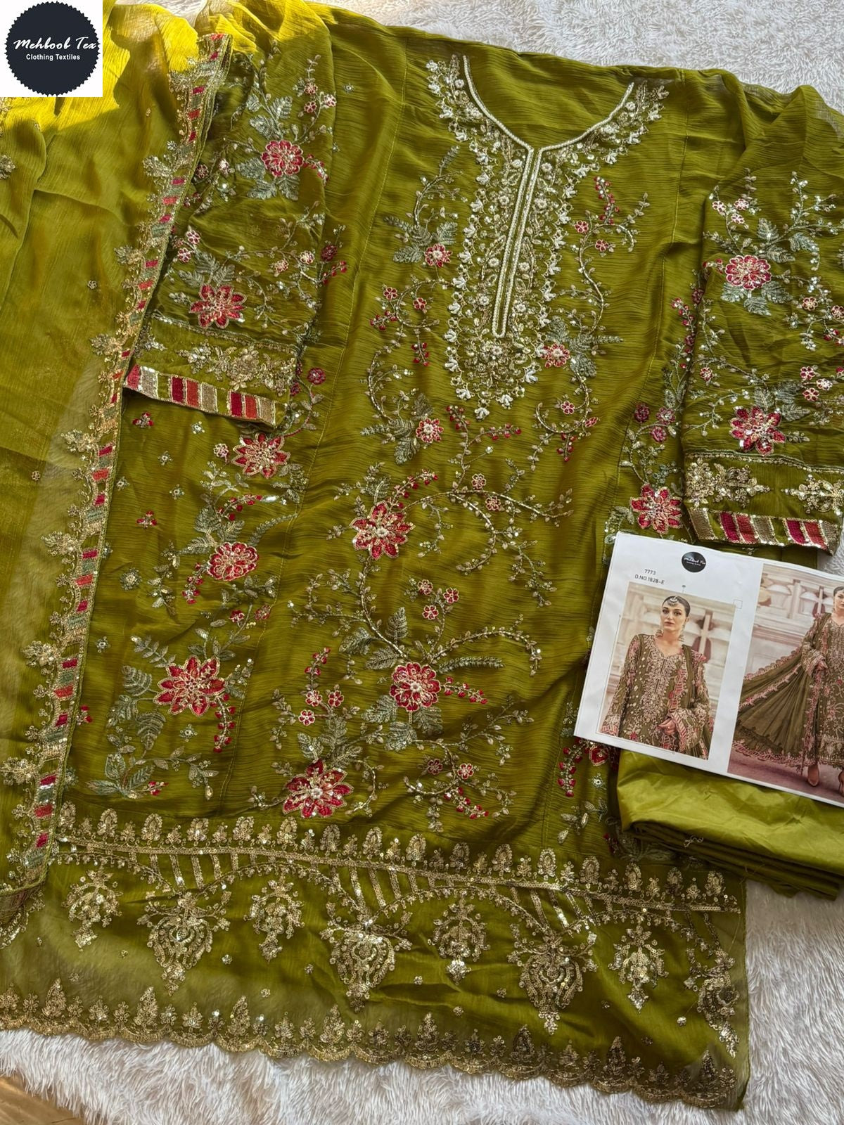 1828-E Maria B Chiffons Mehboob Tex Denting Pakistani Salwar Suits