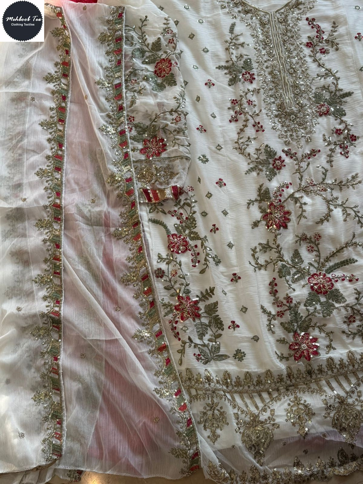 1828-F Maria B Chiffons Mehboob Tex Denting Pakistani Salwar Suits