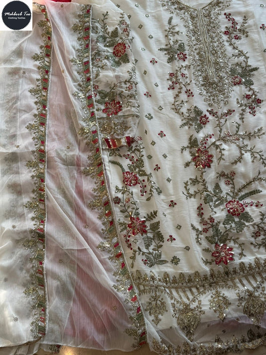 1828-F Maria B Chiffons Mehboob Tex Denting Pakistani Salwar Suits