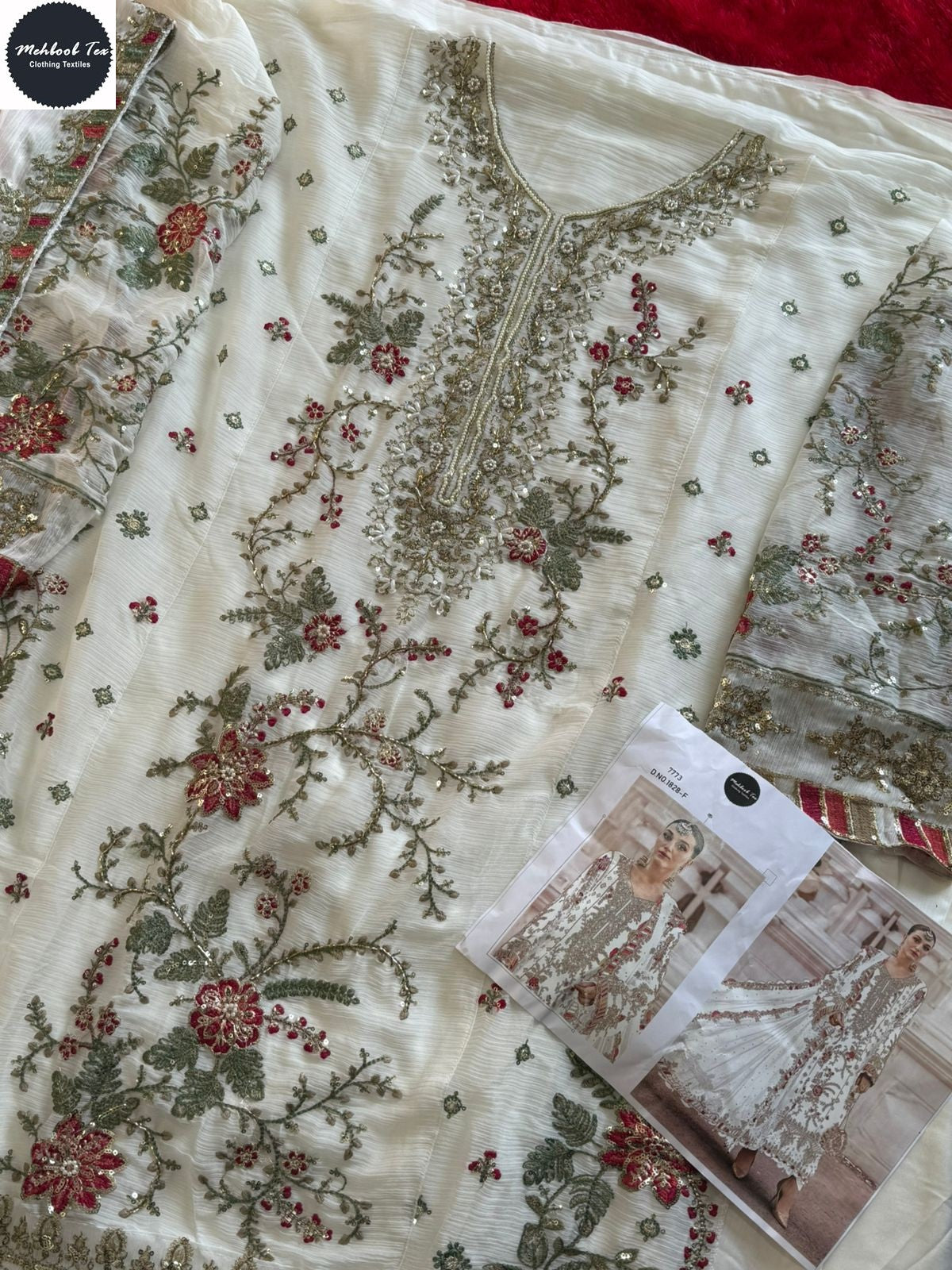 1828-F Maria B Chiffons Mehboob Tex Denting Pakistani Salwar Suits