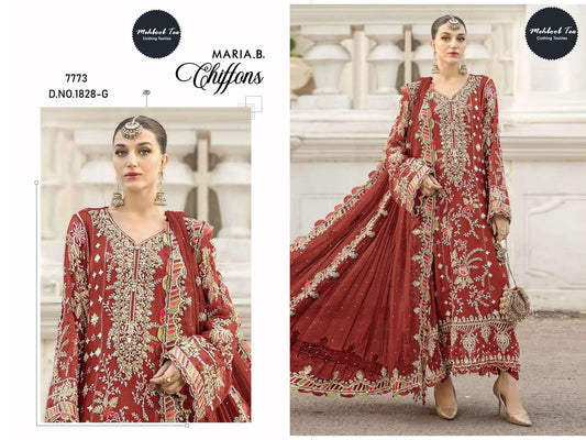 1828-G Maria B Chiffons Mehboob Tex Denting Pakistani Salwar Suits
