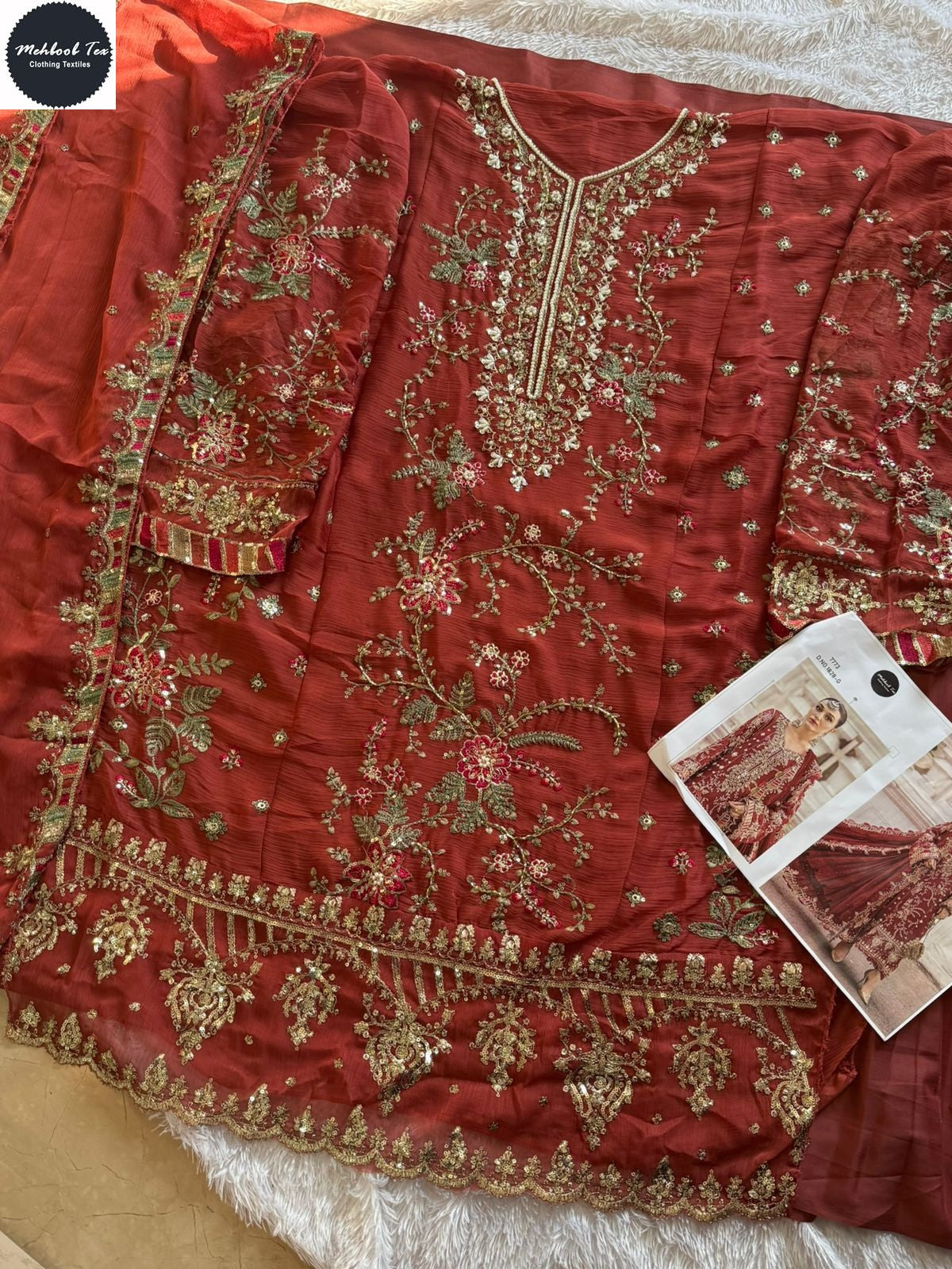 1828-G Maria B Chiffons Mehboob Tex Denting Pakistani Salwar Suits