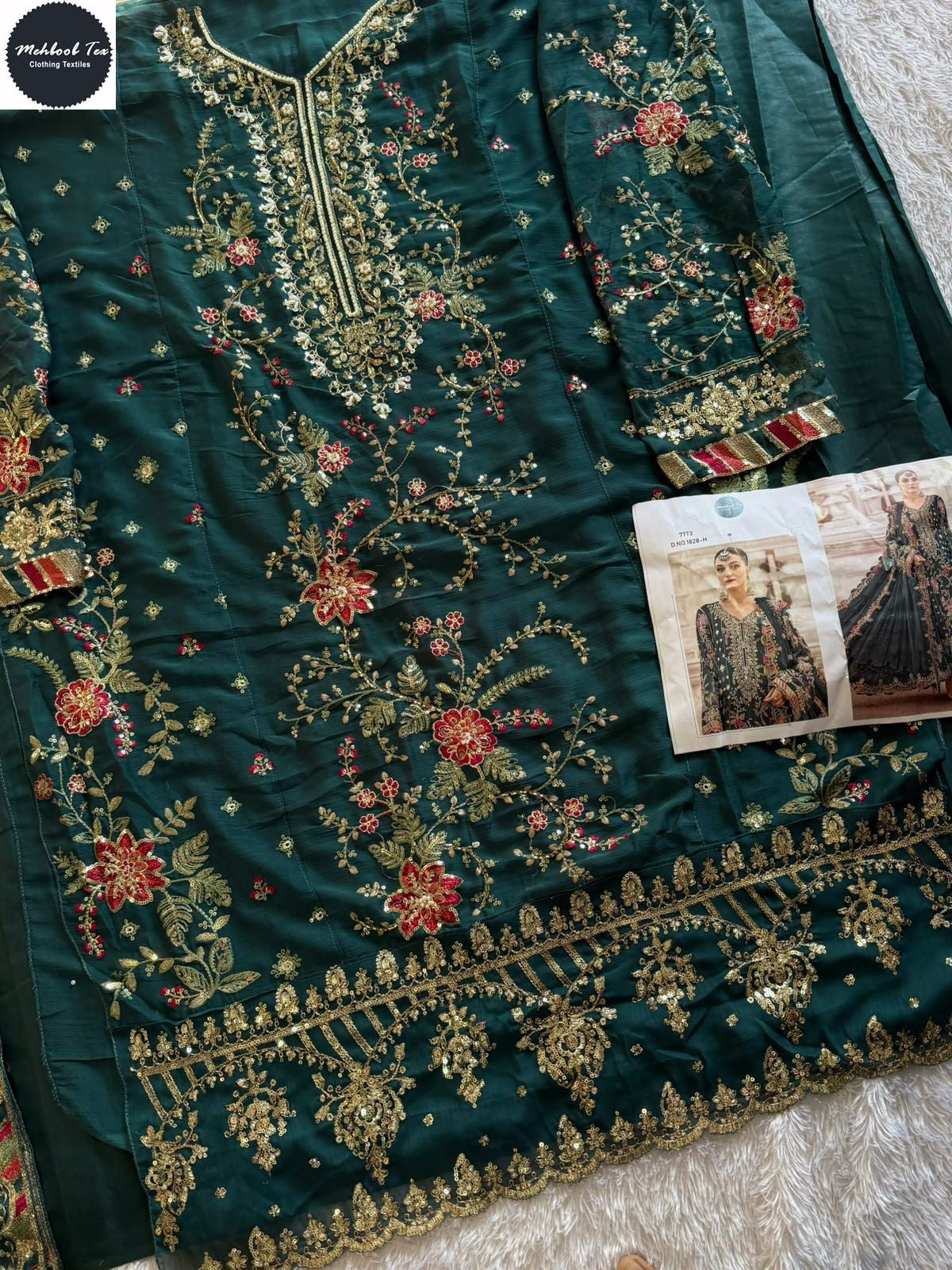 1828-H Maria B Chiffons Mehboob Tex Denting Pakistani Salwar Suits