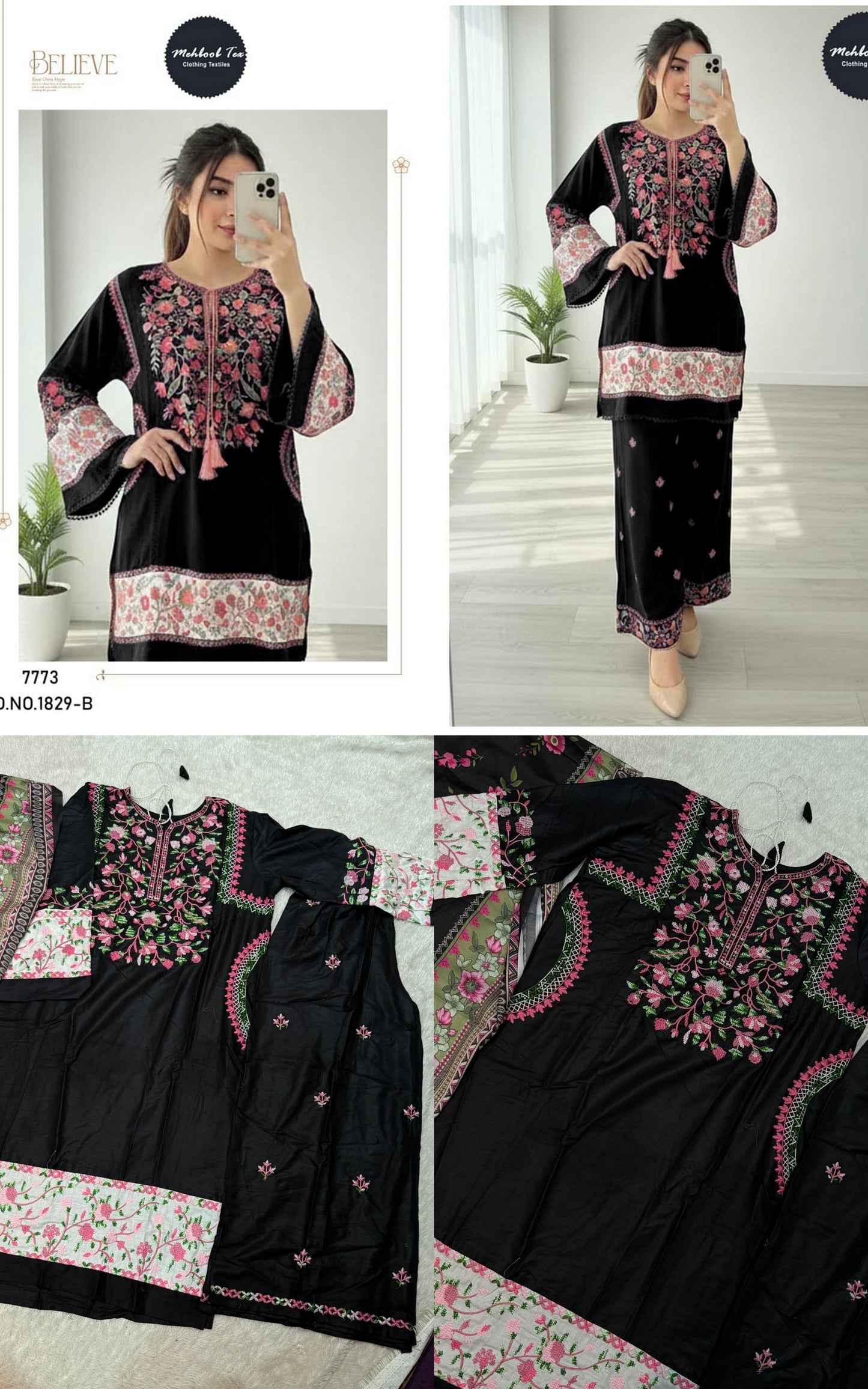 1829-B Mehboob Tex Pure Rayon Pakistani Salwar Suits