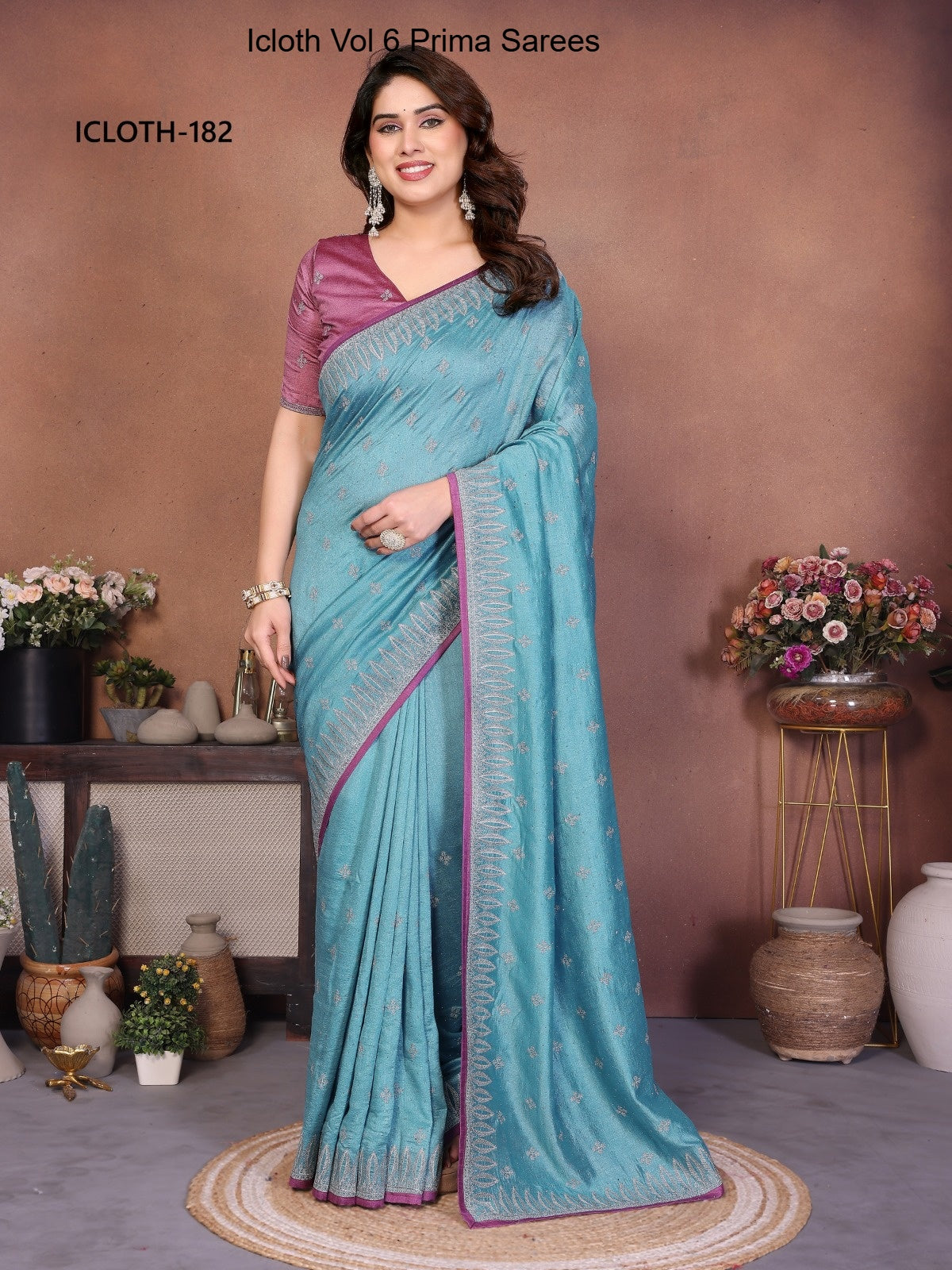 182 Icloth Vol 6 Prima Vichitra Silk Sarees