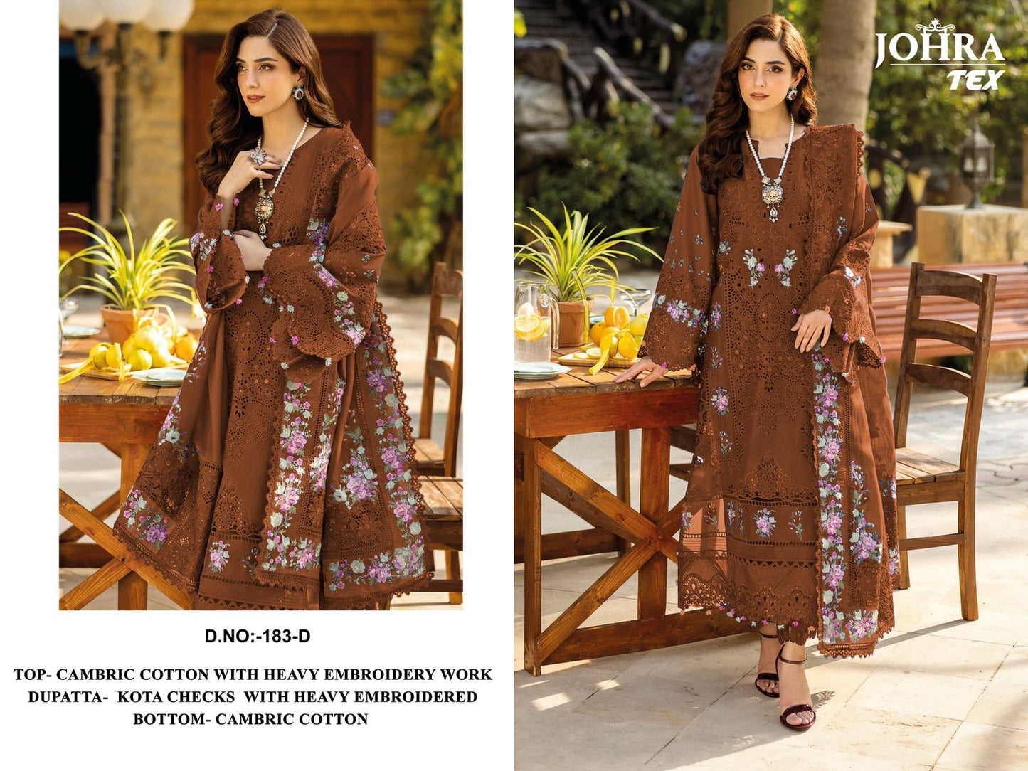 183-D Johra Tex Cambric Cotton Pakistani Salwar Suits
