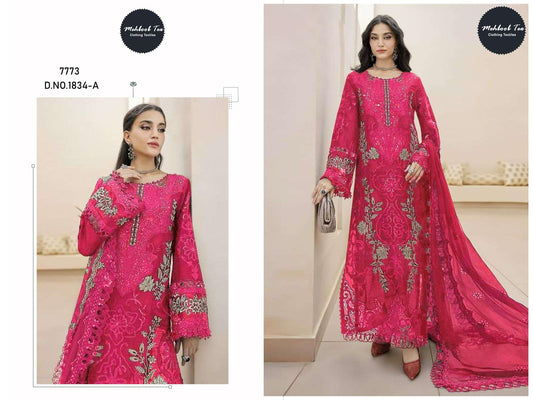 1834-A Mehboob Tex Denting Chiffon Pakistani Salwar Suits