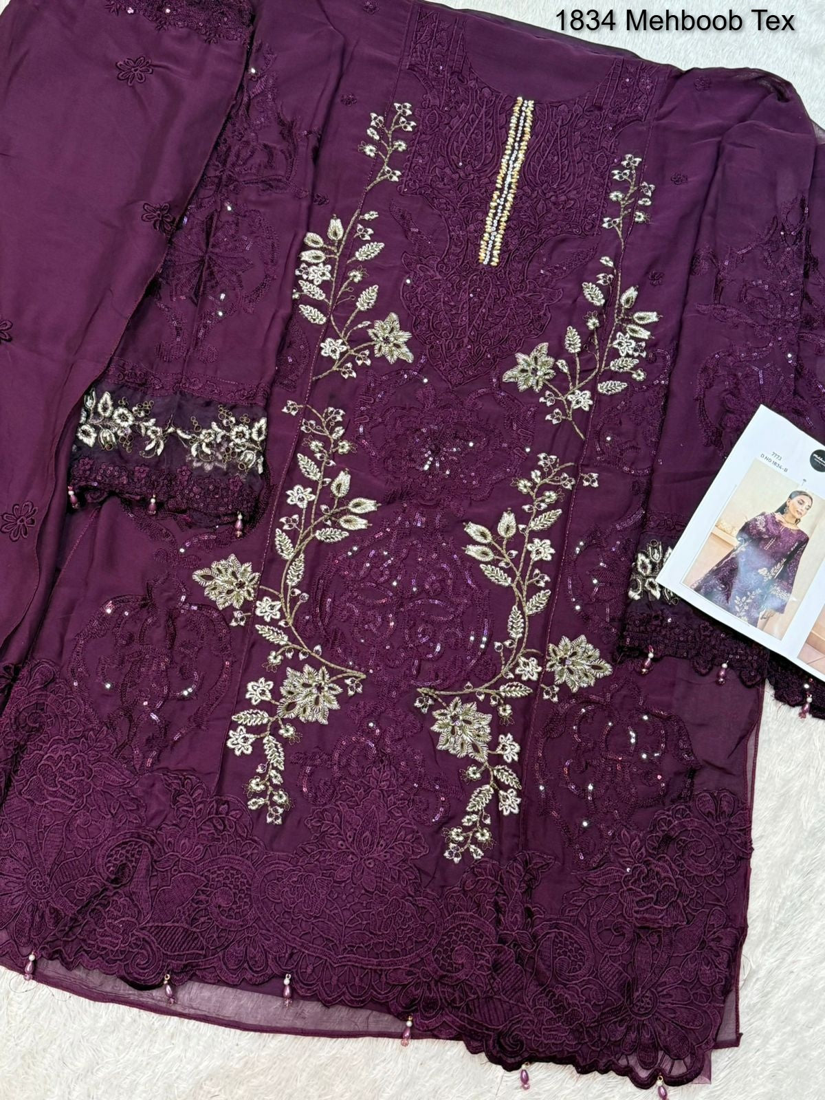 1834-B Mehboob Tex Denting Chiffon Pakistani Salwar Suits