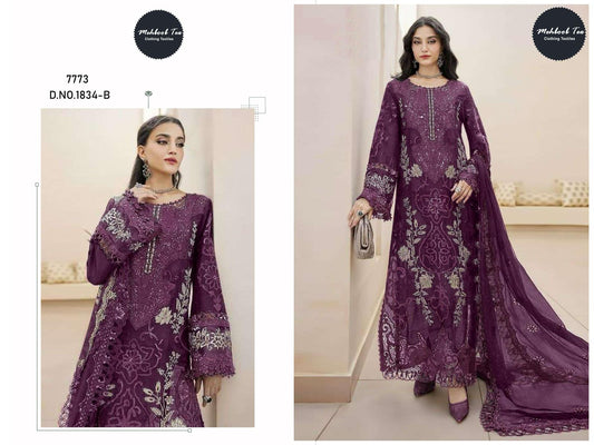 1834-B Mehboob Tex Denting Chiffon Pakistani Salwar Suits