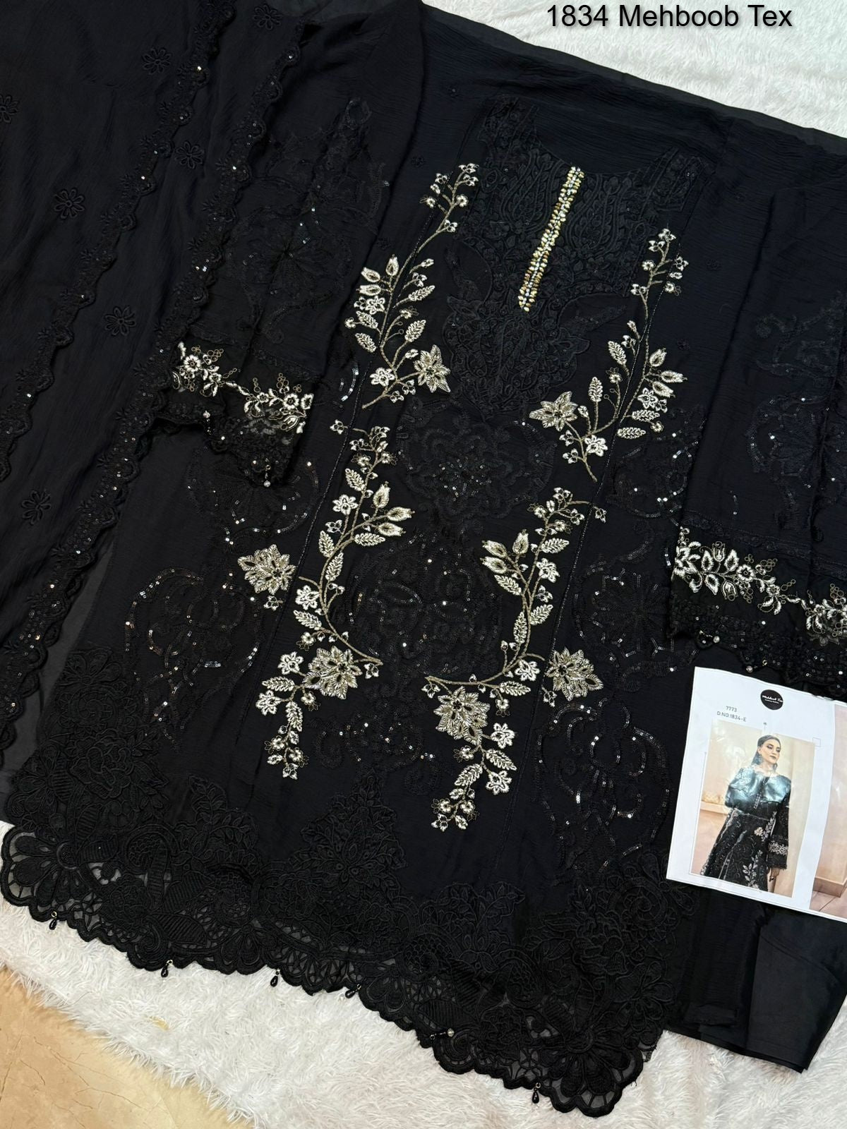 1834-E Mehboob Tex Denting Chiffon Pakistani Salwar Suits