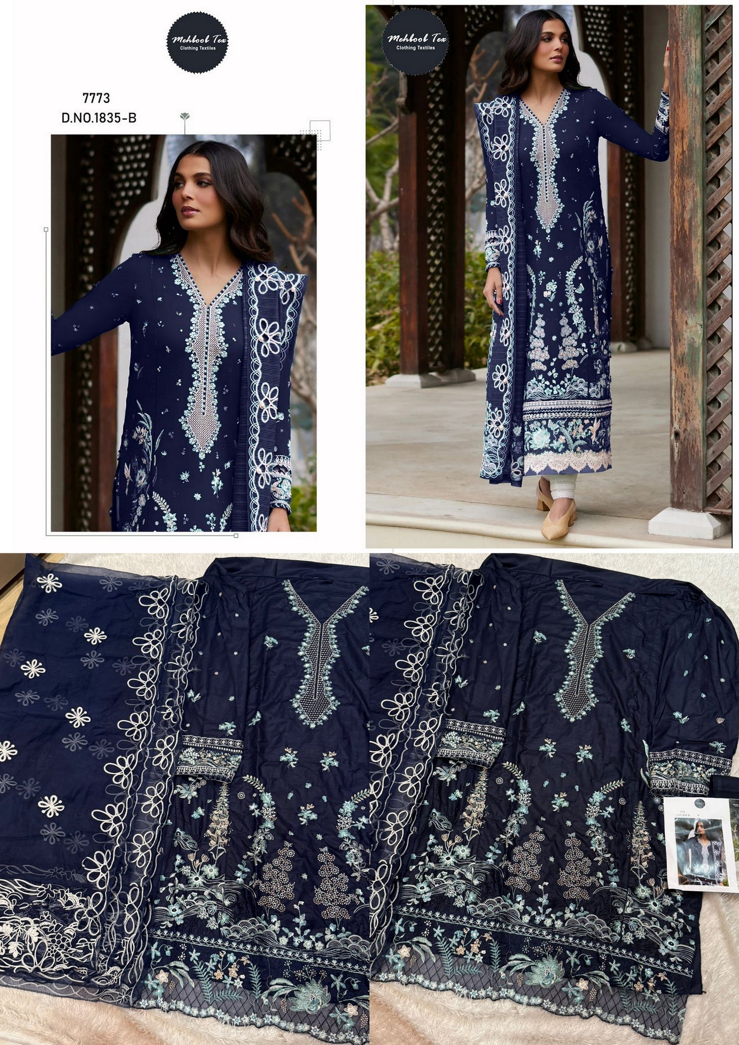 1835-B Mehboob Tex Pure Cotton Pakistani Salwar Suits