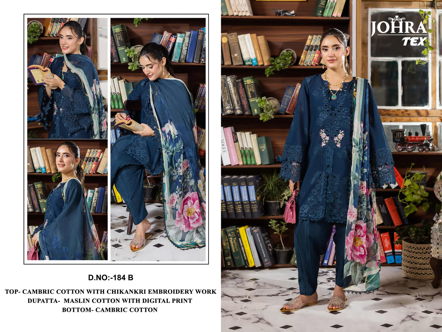 184-B Johra Tex Cambric Cotton Pakistani Salwar Suits