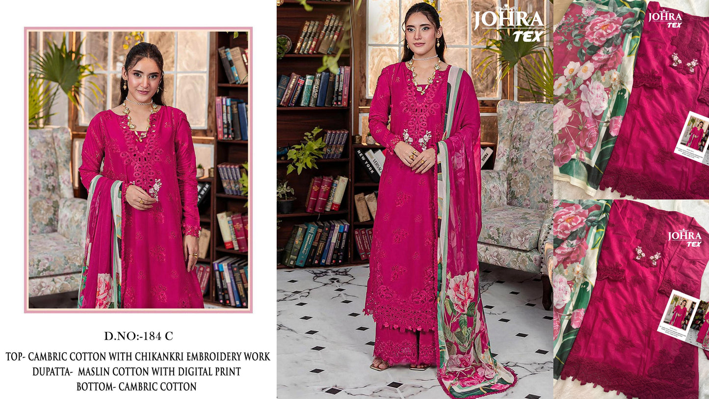 184-C Johra Tex Cambric Cotton Pakistani Salwar Suits