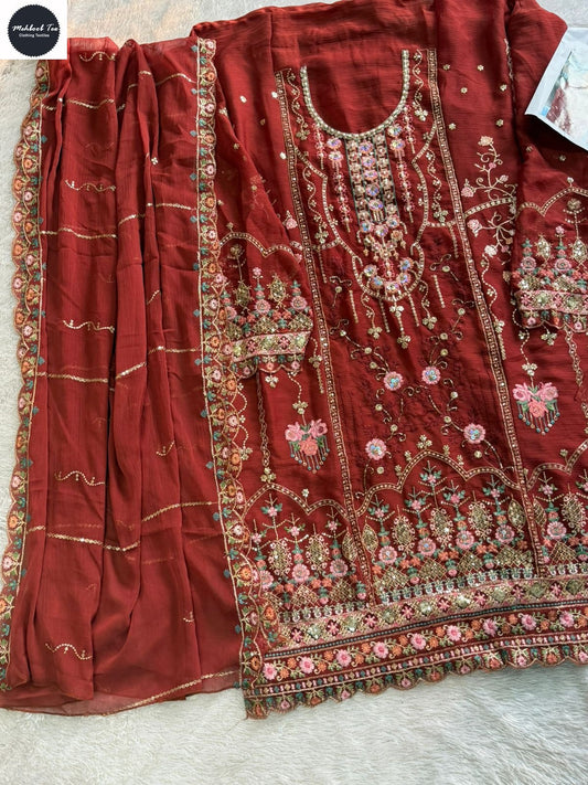 1852-A Mehboob Tex Denting Chiffon Pakistani Salwar Suits