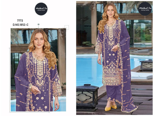 1852-C Mehboob Tex Denting Chiffon Pakistani Salwar Suits