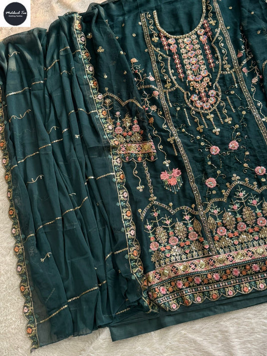 1852-D Mehboob Tex Denting Chiffon Pakistani Salwar Suits