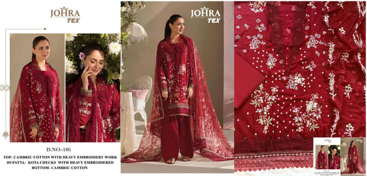 186 Johra Tex Cambric Cotton Pakistani Salwar Suits