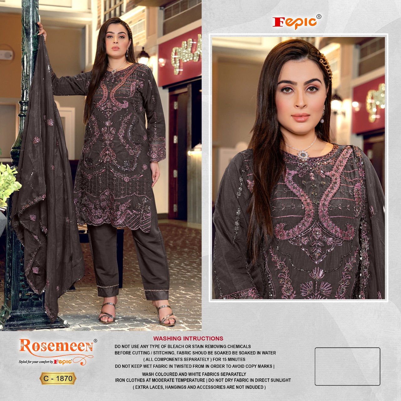 1870 Rosemeen Fepic Organza Pakistani Salwar Suits