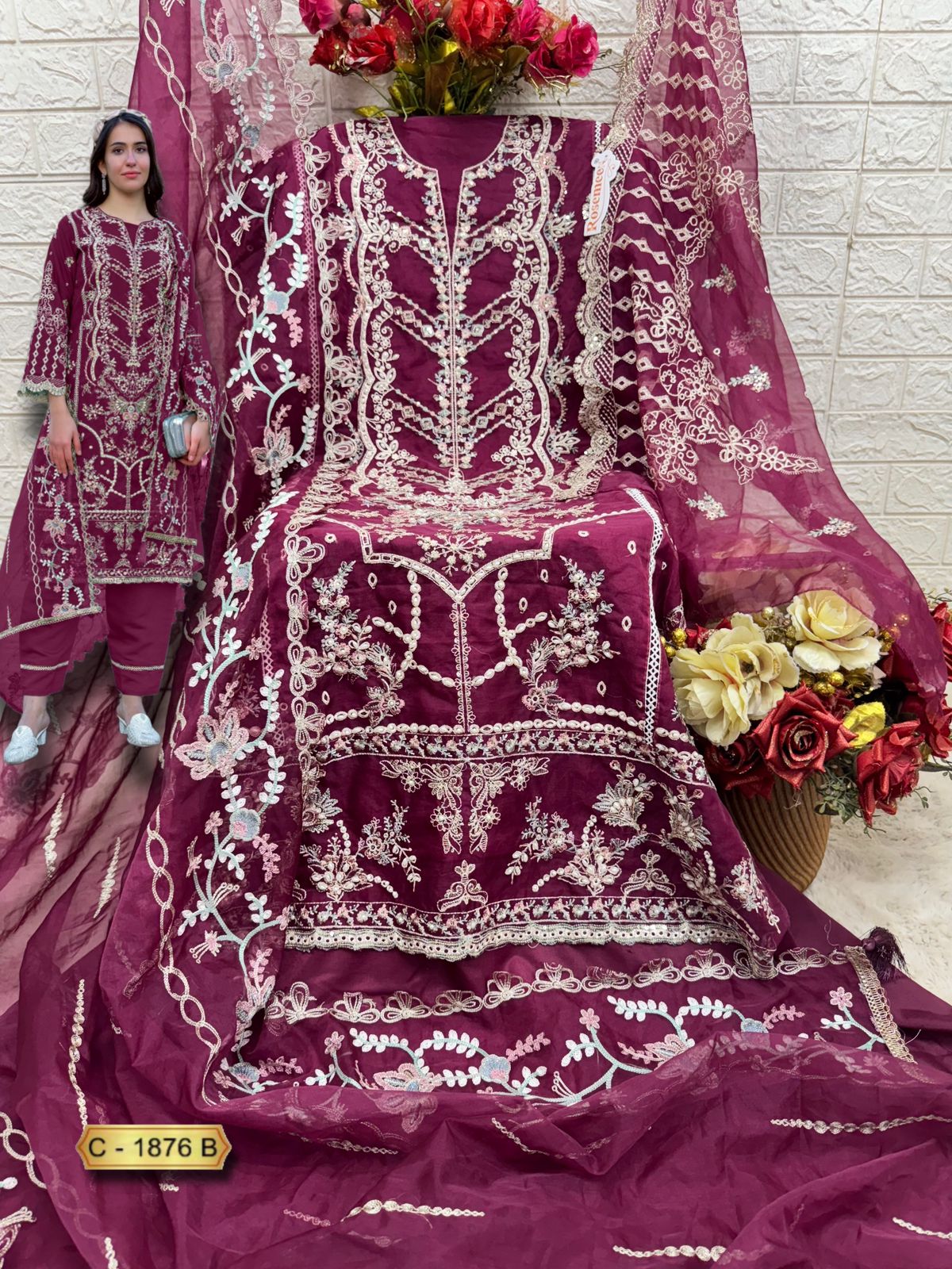 1876B Rosemeen Fepic Organza Pakistani Salwar Suits